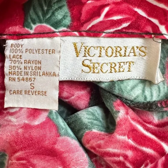 🌹Victoria’s Secret Gold Label Vintage 90’s Rose Satin Slip Mini Dress Small - Picture 6 of 6